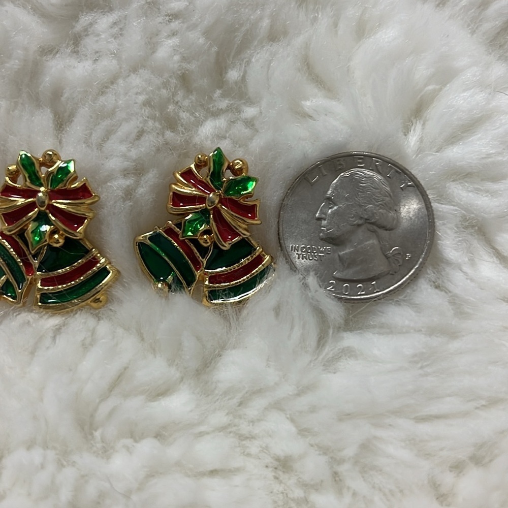 Bows and Bells Yule Time 3D Earrrings - Picture 4 of 4